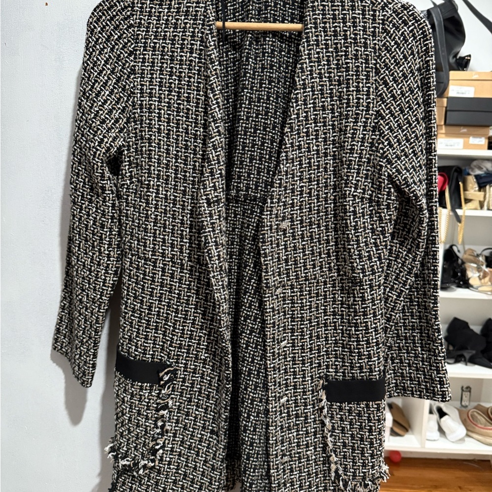 Chic Tweed Open Front Coat